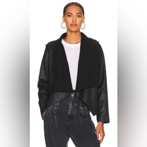 Chaser Faux Suede Shearling Reversible Long Sleeve Waterfall Neck Jacket